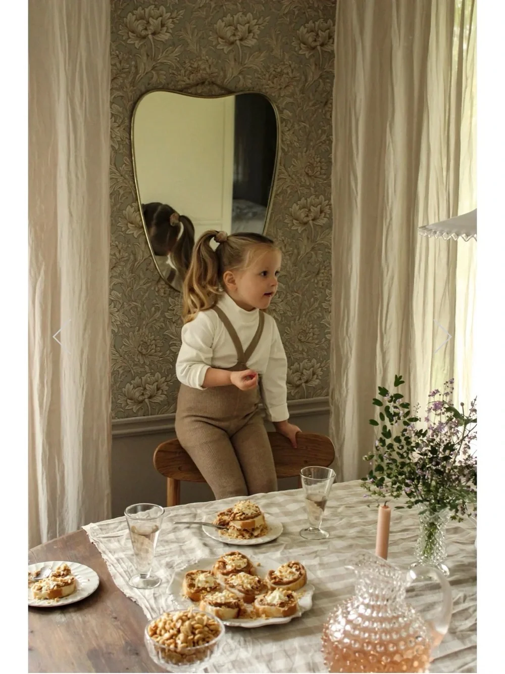 Kids Ribbed Footless Tights with Suspenders - Taupe